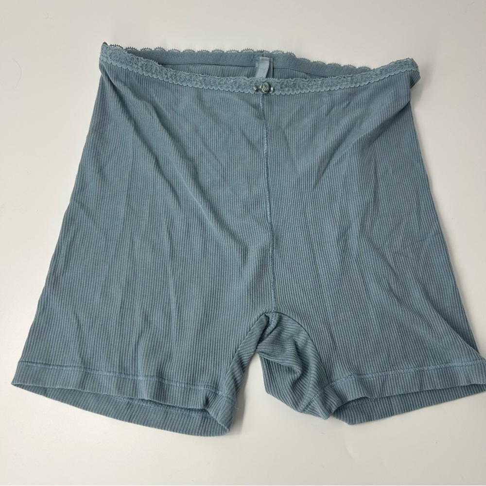 SKIMS Ribbed Blue Bike Shorts